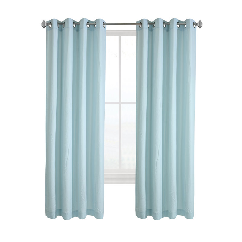 Philipsberg Solid Semi-Sheer Grommet Single Curtain Panel, 52" W x 84" L, Sky Blue