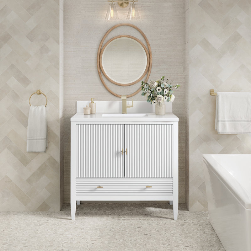 Myrrin 36'' W Single Vanity, Bright White, White Zeus, Single-Hole