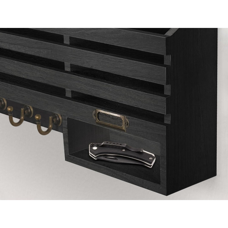 The Easy Mounted Key Rack and Mail Organizer with Store Shelf and Four Sturdy Keys Hooks Decor