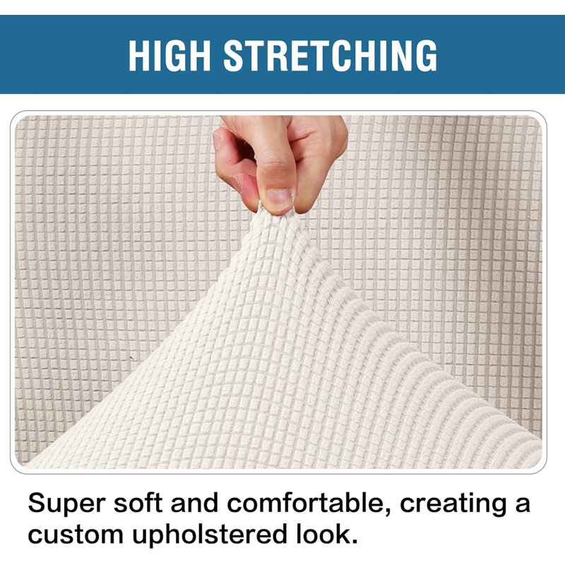Stretch Slipcovers Machine Washable Small Checks Jacquard Ottoman Covers  Removable Washable with Elastic Bottom Footstool Protector