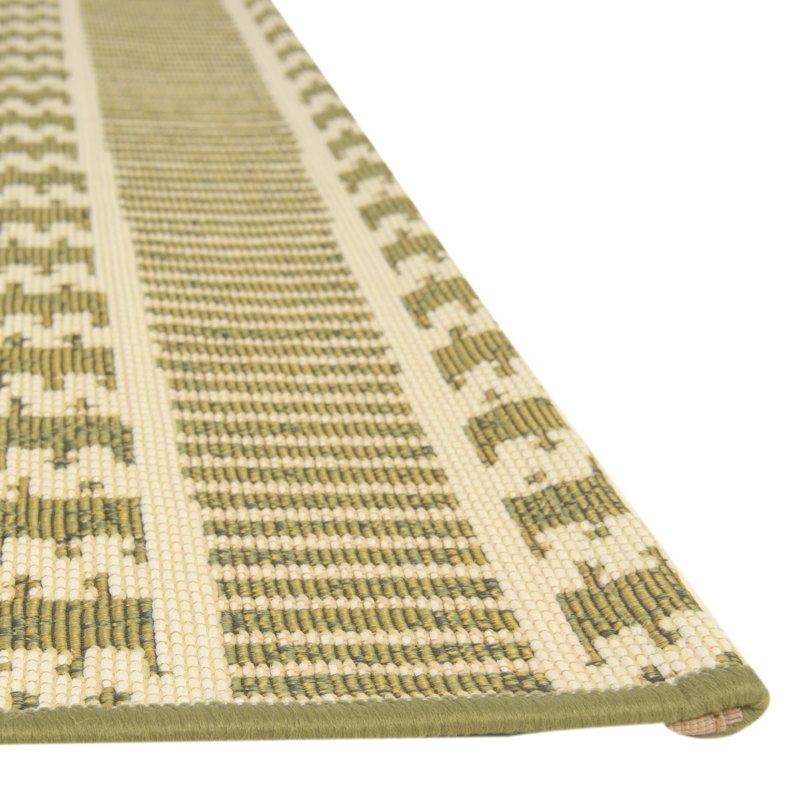 Tapis intérieur / extérieur rayé vert Arthur-James, Rectangle 10 pi x 12 pi