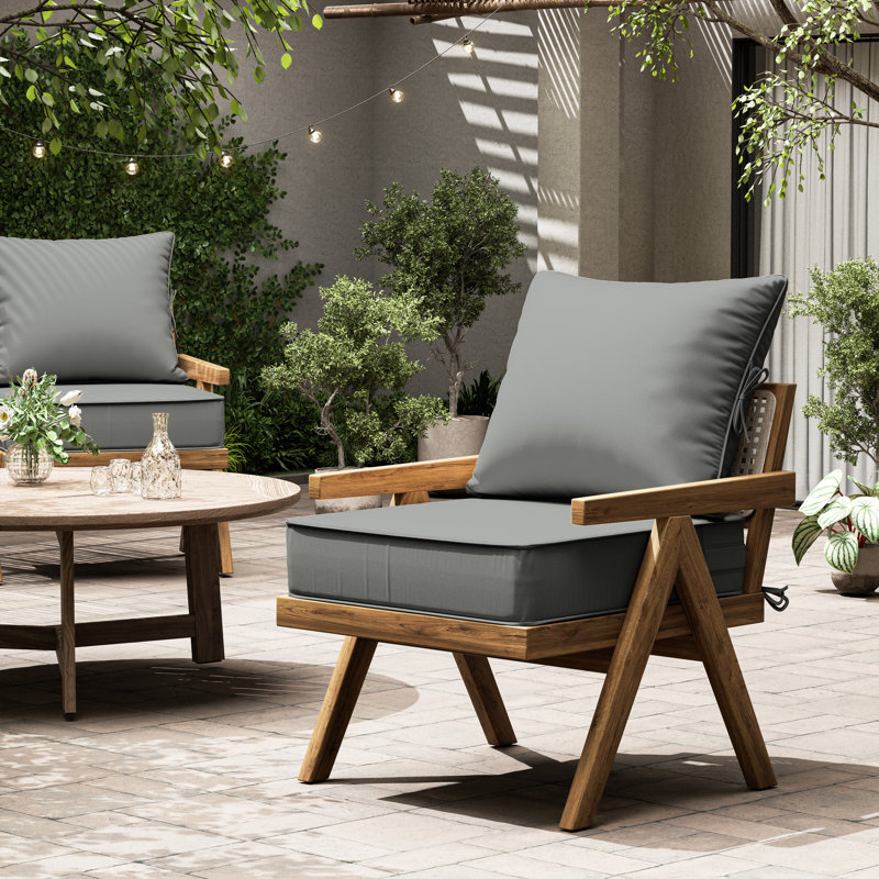 Outdoor Deep Seating Cushion Set Indoor And Outdoor Seat / Back Cushion, Light Gray, 19" W x 19" D