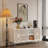 Console Table with 4 Legs,2 Cabinets