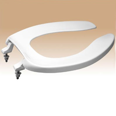 TOTO® Elongated Open Front Commerical Toilet Seat without Lid, Cotton White
