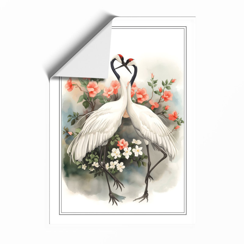 Heart of Cranes Botanical - Framed Print, A3 - 42.0 x 29.7 cm, Unframed
