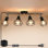 Plug In Track Lighting Fixtures Ceiling, Adjustable 4-Light Track Light Black, Directional Modern Ceiling Spotlight E26 With 16.4Ft Cord & In-Line On/Off Switch For Kitchen Living Room Dorm