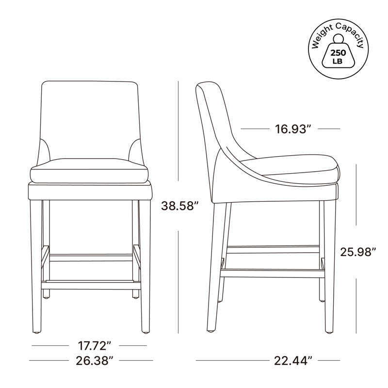Tabouret de bar et de comptoir Niara, Cuir bleu marine, Tabouret de comptoir (siège d'une hauteur de 26 p