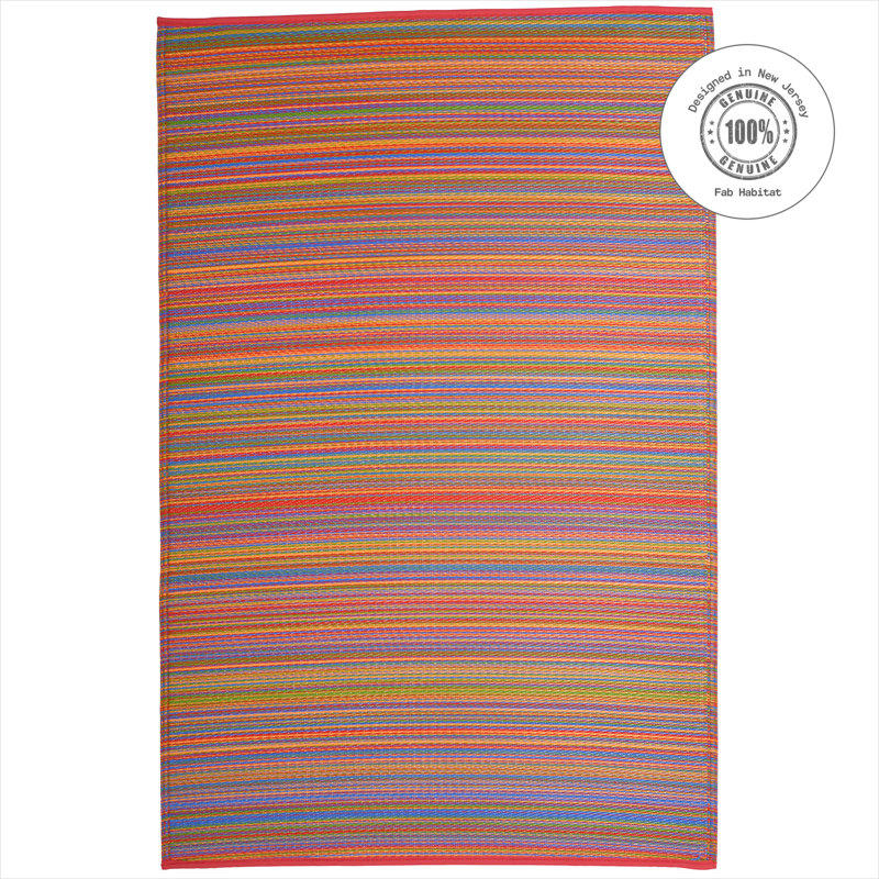 Outdoor Rug Plastic Straw Rug Waterproof Patio Amyree, Rectangle 8' x 10', Cancun - Multicolor