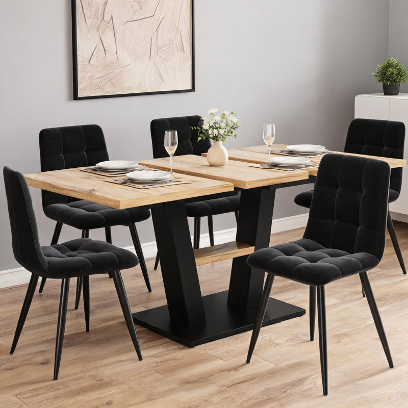 Extendable Metal Base Dining Table