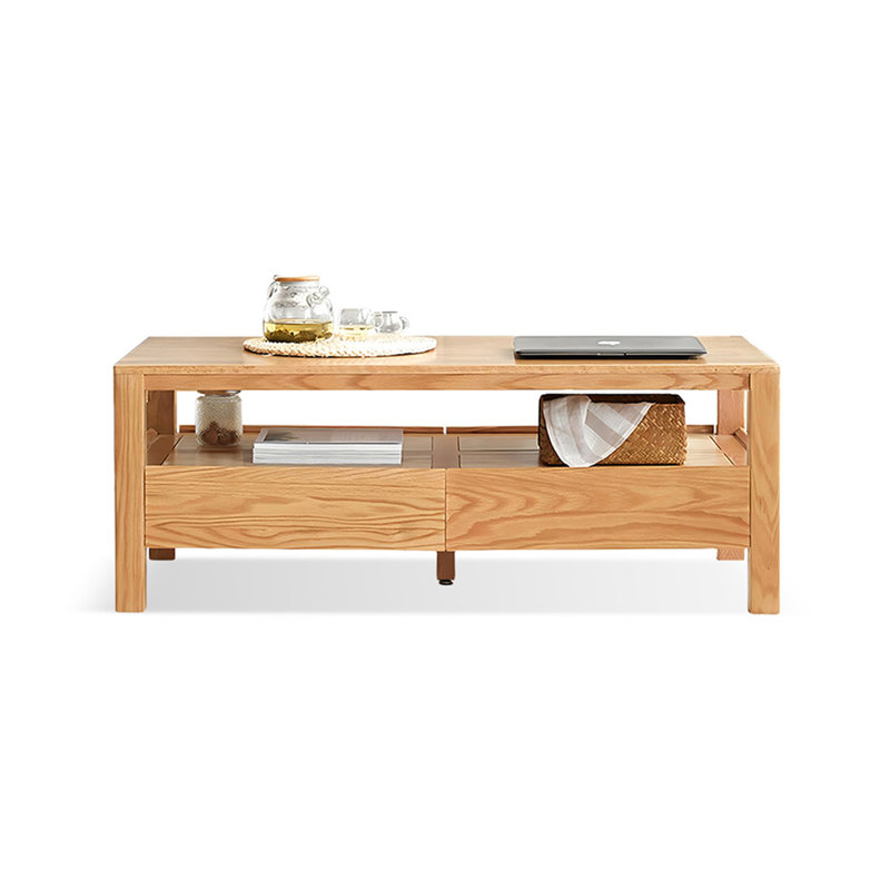 Burlywood Solid Wood Rectangular Coffee Table, 17.72" H x 41.34" L x 20.87" W