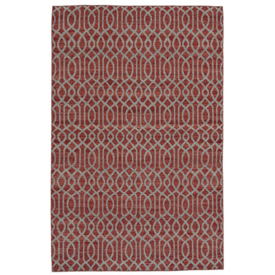 Prentiss Wool Geometric Area Rug in Red