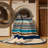 Washable Ocean Blue Sand Striped Area Rug-1849035009