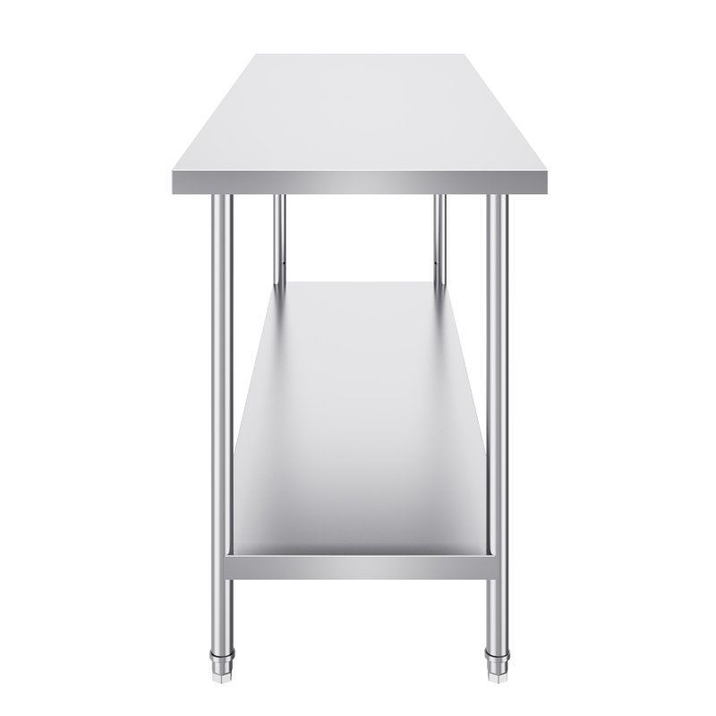 Table de préparation en acier inoxydable table de travail en métal robuste avec 3 niveaux de hauteur réglables