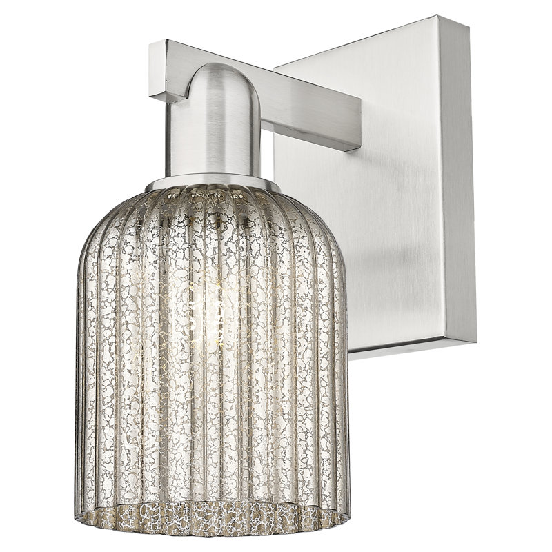 Downtown Urban - Franklin - 1 Light 5" Wall-mounted Sconce - Deco Swirl Shade, Mercury, Brushed Satin Nickel