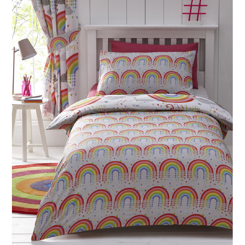 Lucille Happy Rainbow Duvet Cover Set, 200 x 200cm Duvet Cover + 2 Standard Pillowcases