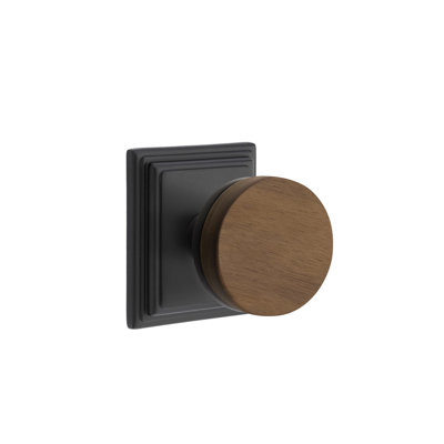 Ensemble de boutons de passage Emtek Select avec rosette Wilshire et tige conique, bouton en noyer foncé (CF)