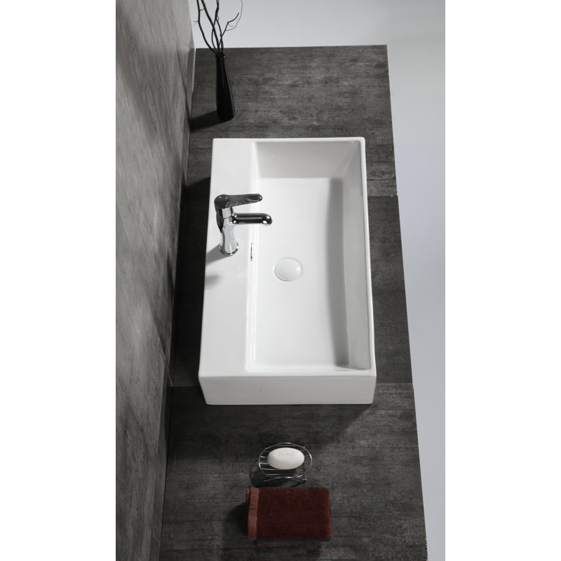 Lavabo de salle de bain vasque rectangulaire en céramique avec trop-plein Masterson