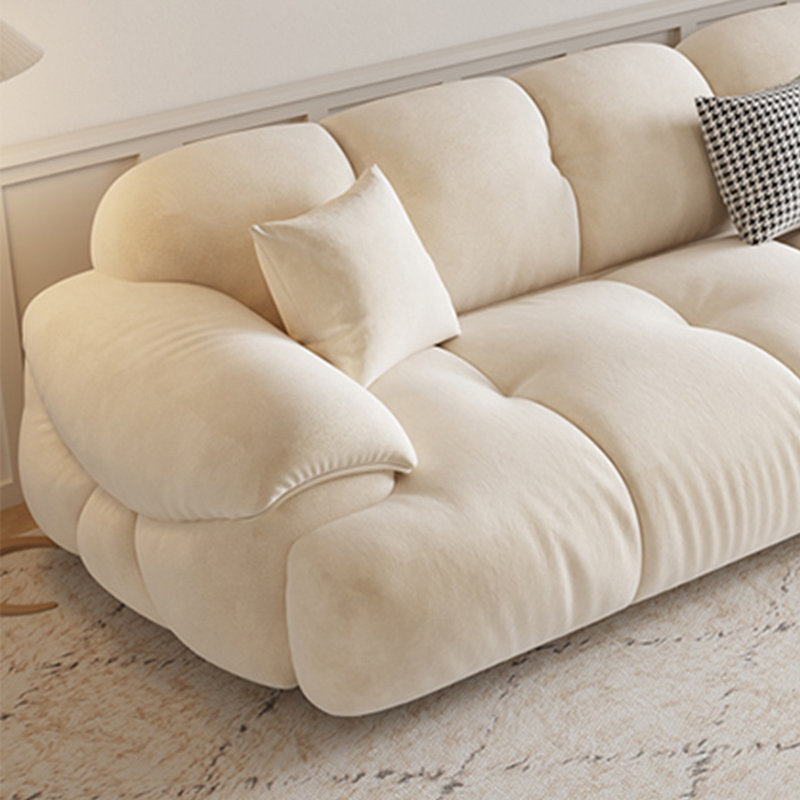 Creamy retro in-line marshmallow cat scratch sofa, 27.55" H x 70.86" W x 39.76" D