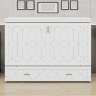 Lit escamotable moderne avec rangement mural et tiroir et ports USB