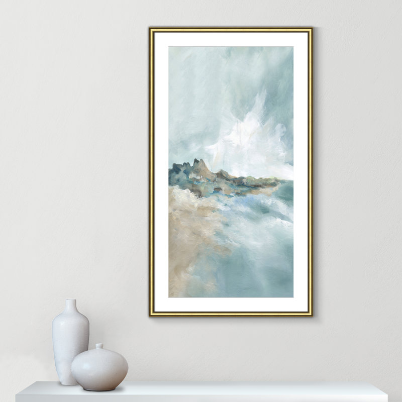 Imprimé Sandpoint par Carol Robinson, Reproduction encadrée avec passe-partout, H 42,75 po x l 24,75 po x P 0,875 po, Doré