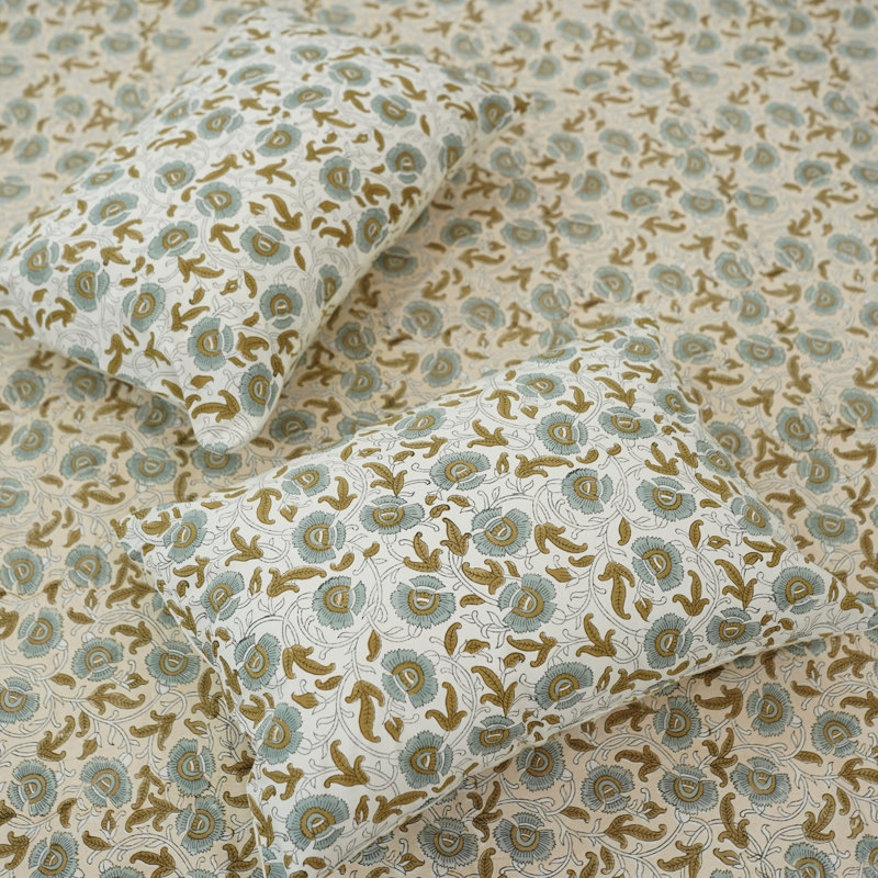 Fabdivine Pure Cotton Bedsheet Set – Handmade Bedsheet with Matching Pillow Covers – Premium Bedding, Vasundhara,