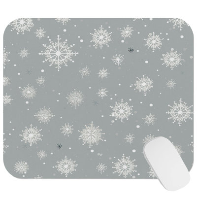 Snowflakes Gray Snowscape Modern Gaming Cute Office Laptop Desk Pad Gift Mat Square Rectangle Non-Slip Mousepad