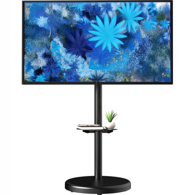 Vivo Black Mobile TV Floor Stand With Shelf