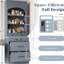 Garde-manger moderne gris, hauteur de 83,7 pouces, 2 comptoirs en faux marbre, 5 tiroirs et tablette réglable pour armoire haute gris, utilisation efficace