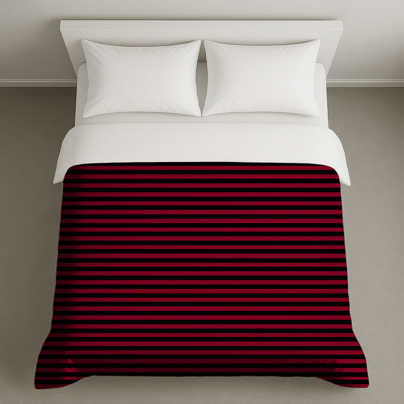 Housse de couette à rayures moderne, Housse de couette pour grand lit, Rayures rouges