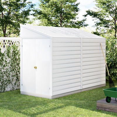Yardsaver® 4 x 10 ft Steel Storage Shed Pent Roof Eggshell