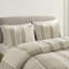 Ensemble d'édredon 3 pièces taupe double / grand - 100% coton, rayures alternées, rembourrage, garniture, maintien moderne, attrait lavable,