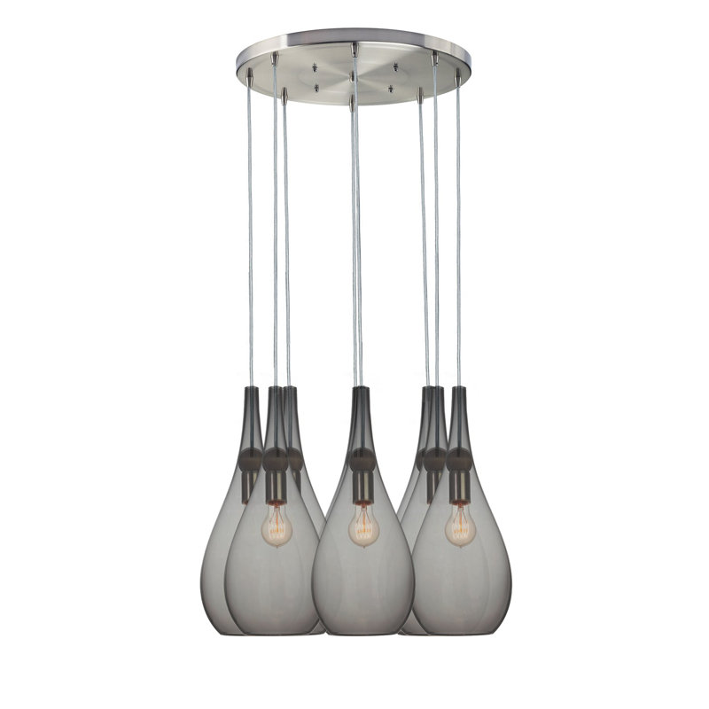 Earth 8 - Light Chandelier, Smoke Glass, Ship Rod, 108" H x 18" W x 18" D