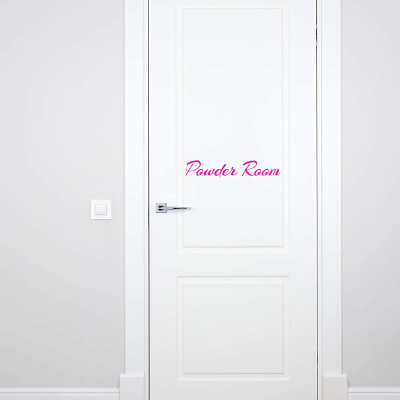 Adhésif de porte en vinyle Powder room, H 4 po x l 21 po, Rose vif