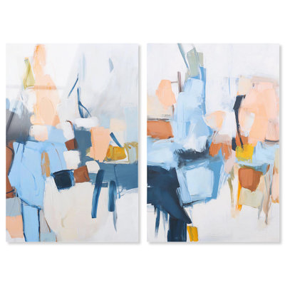 Ensemble de tableaux abstraits bleus « Bright Brush » en impression acrylique par Art Remedy, prêt à  accrocher, 10 x 15