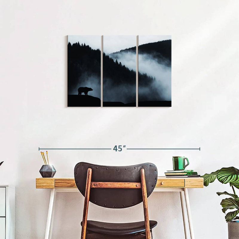 3 pièces Foggy Mountain Bear, H 20 po x l 33 po x P 1,25 po