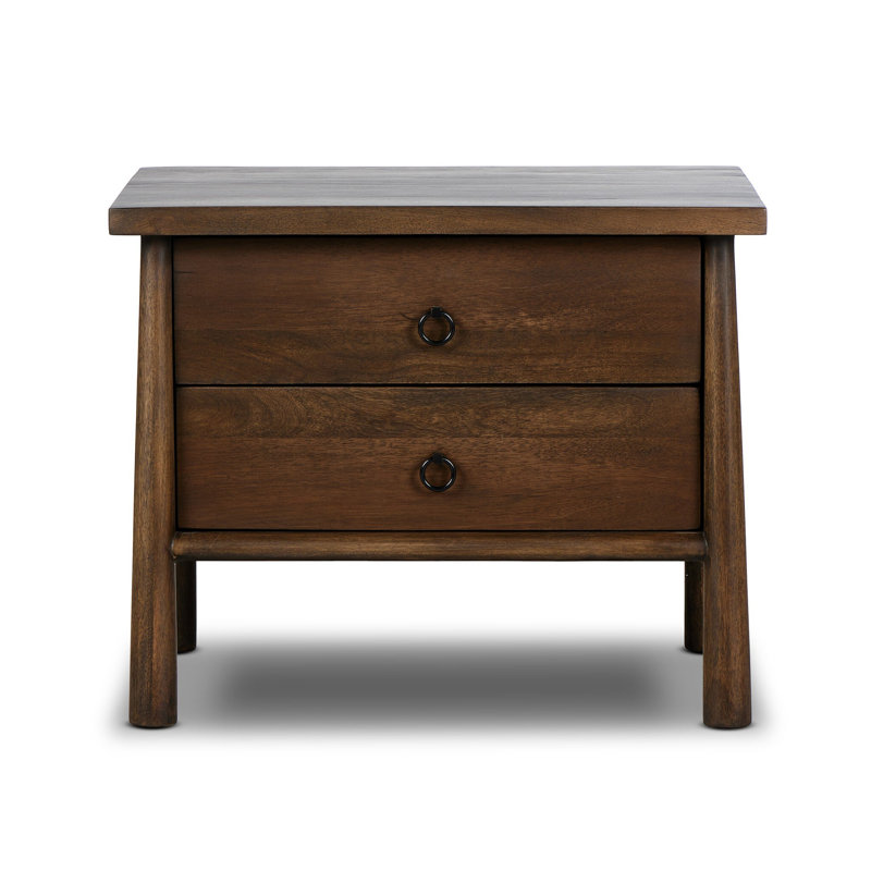 Freddie 2 - Drawer Solid Wood Nightstand, Brown