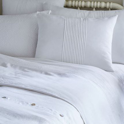 Mason White Cotton Pintuck Duvet Cover
