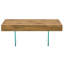 Table basse en MDF de style naturel - 39,3 po x 21,6 po avec pieds en verre trempé. Autocollant pour tableau de densité