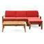 Élégante table d'extérieur rouge à 3 places avec table basse - structure en bois, tissu d'ameublement modulaire à revêtement en bois, coussin à utiliser