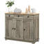 Buffet moderne avec tiroirs - comptoir en bois massif, gris, portes, tablette réglable pour 3 tiroirs gris, rehausse vos assiettes de cuisine, casseroles, poêles, ustensiles, serviettes de table