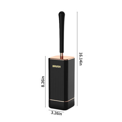 Brosse de toilette moderne en plastique compacte avec support mural, poils pour le nettoyage de la salle de bain, noir 16,1 x 3,3 x 3,3 po
