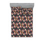 Gris pâle / motif floral indigo