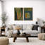 "Modern", abstrait, orange et vert, ensemble géométrique, images de salon, impression sur toile encadrée, 2 pièces-126545423-126545420