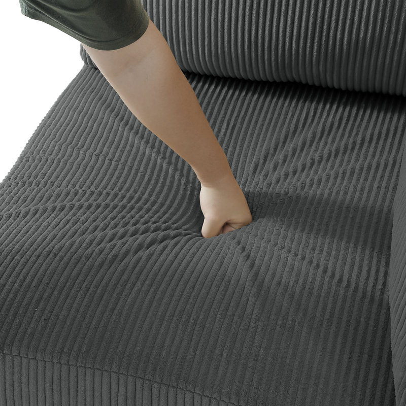 Fauteuil rembourré en velours côtelé gris Seemab, Gris