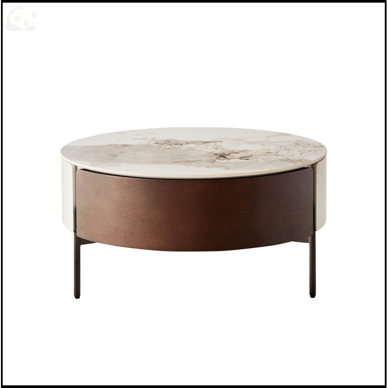 Table basse moderne avec tiroirs et pieds en métal