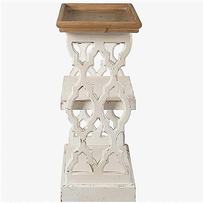 35,5 po x 14 po x 32 po, plateau avec cadre blanc et bois naturel, table de salon de style champêtre français