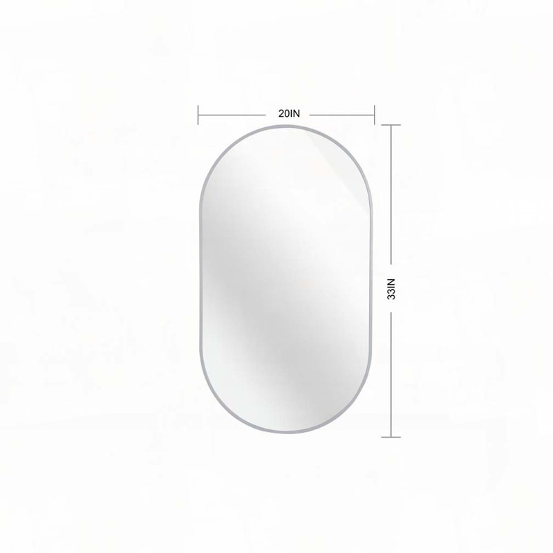 Miroir ovale en métal, Argent argent, 33 po x 20 po