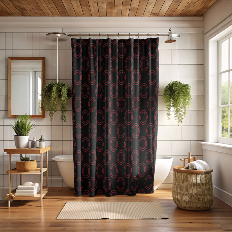 Black Dots - Rideau de douche Premium, H 74 po x l 71 po