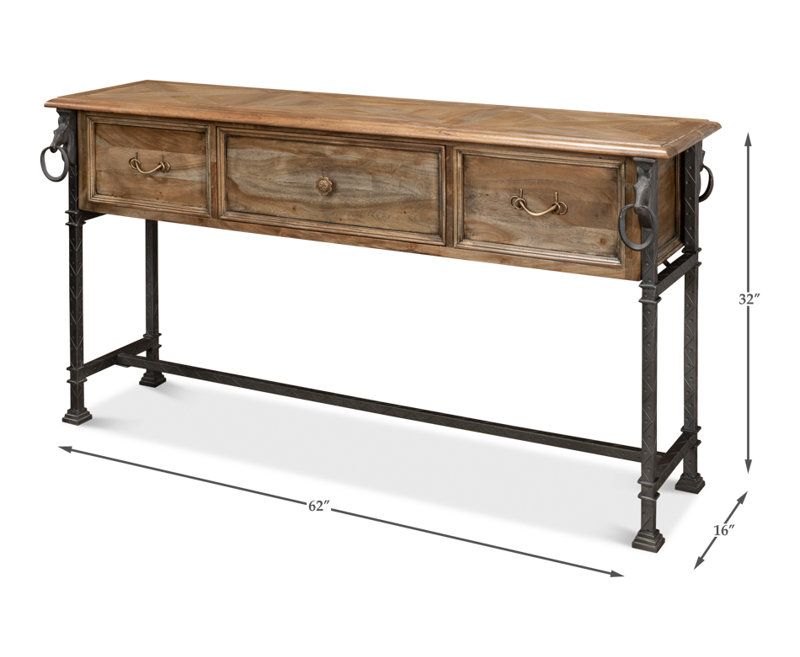 Desert Bleached Brown Acacia Wood and Iron Console Table