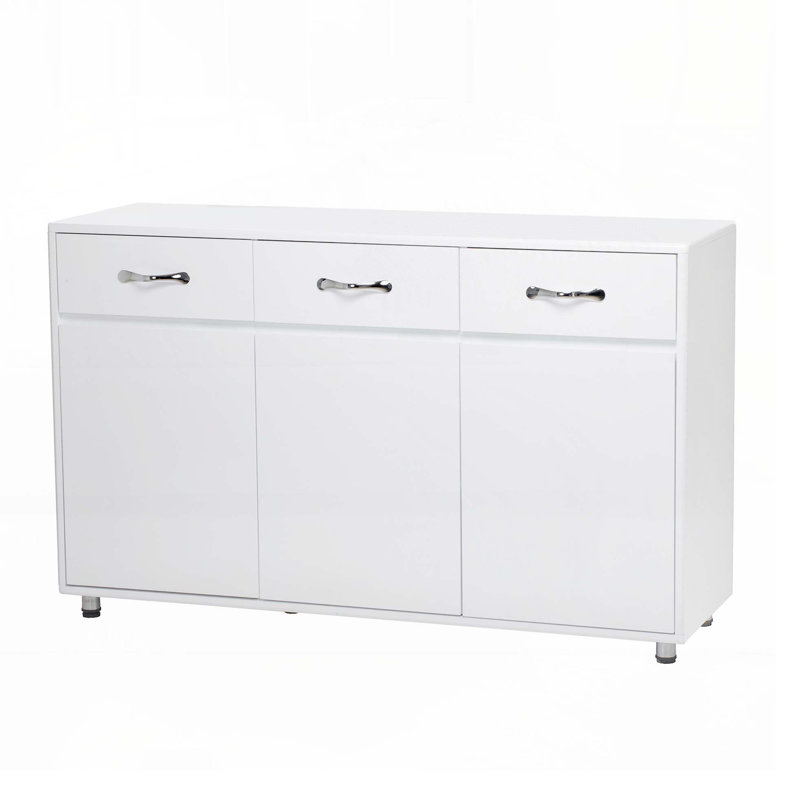 Buffet avec 3 portes et tiroirs, Blanc